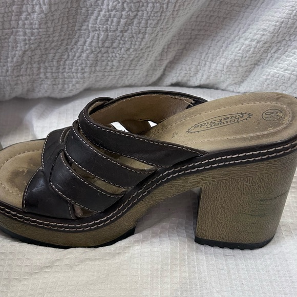 Vintage 90's Y2K Lower East Side Brown Chunky Platform Slides Sandals Size 8.5 - Picture 6 of 16